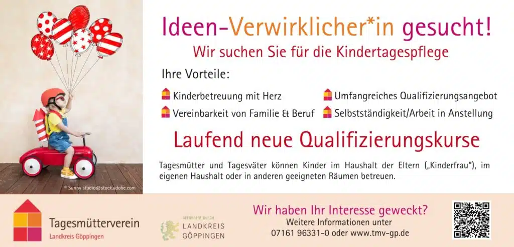 Kindertagespflege Landkreis Göppingen e. V. - Ideenverwirklicher*in gesucht